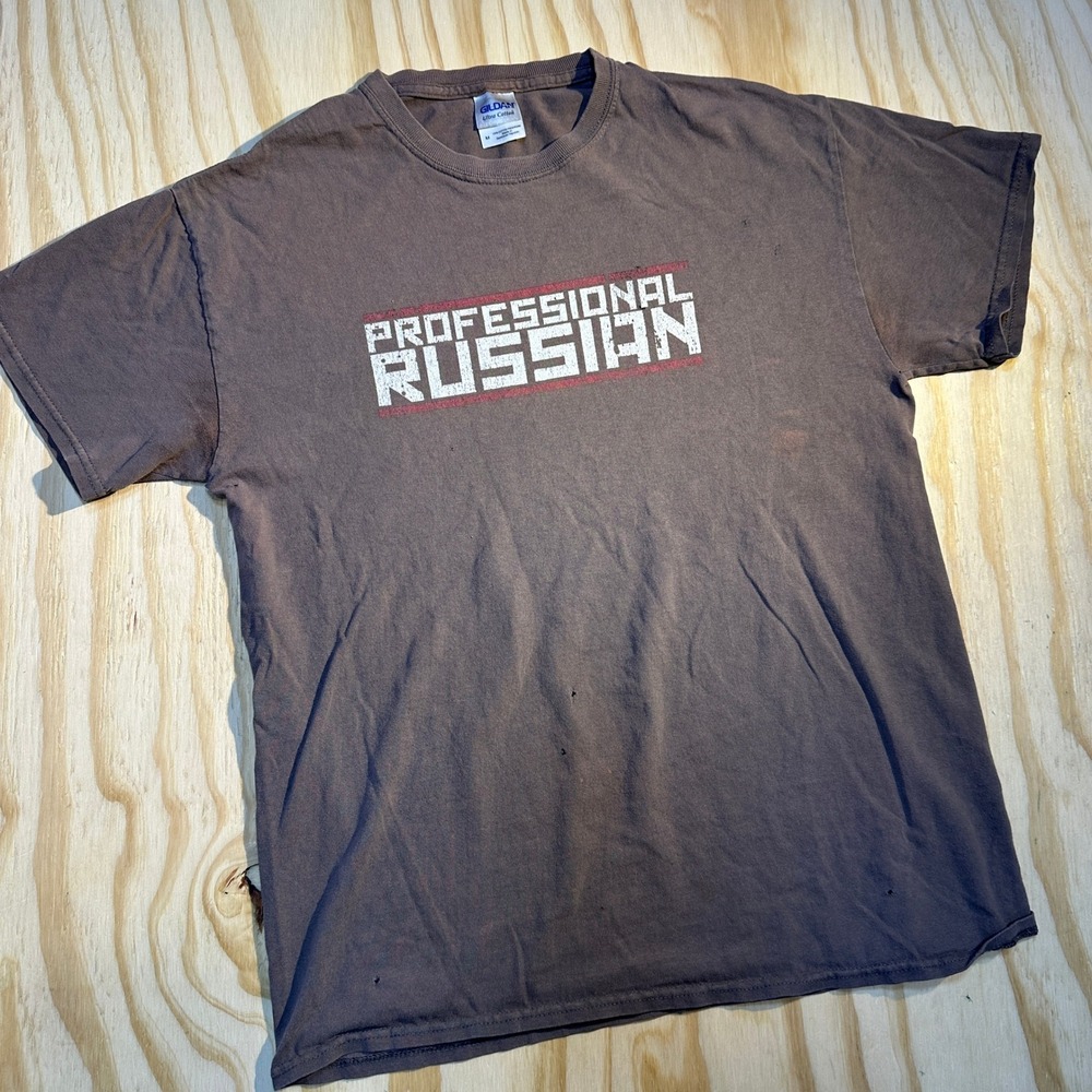 Fps Russia Professional Russian Graphic T-Shirt Mens Medium Brown Short Sleeve